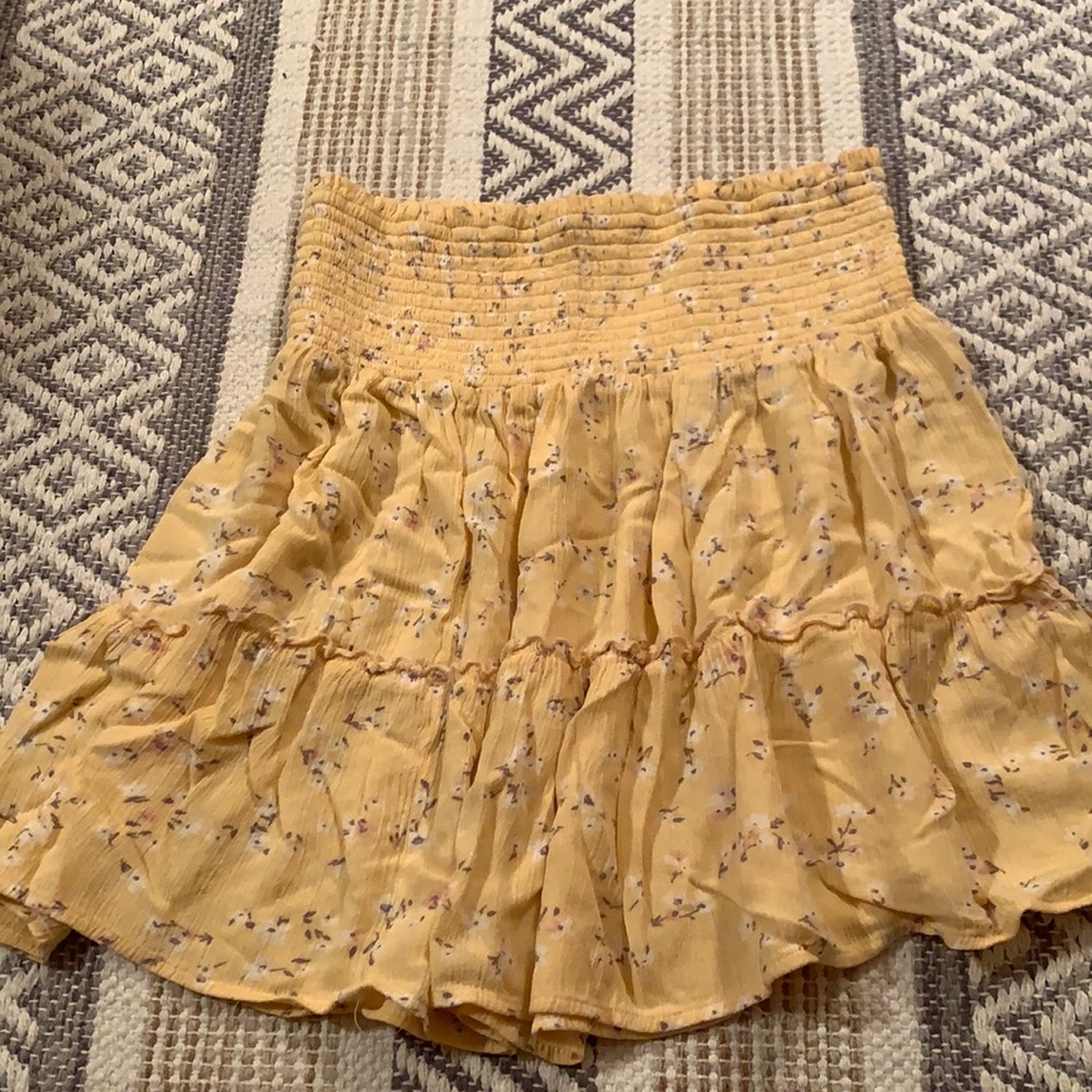 Yellow Floral Smocked Skirt size Medium